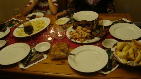 Florida Christmas Eve Dinner - BBQ Steaks and Shrimp! 